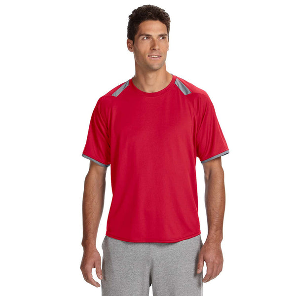 Russell Athletic Men's True Red/Rock Dri-Power T-Shirt with Colorblock