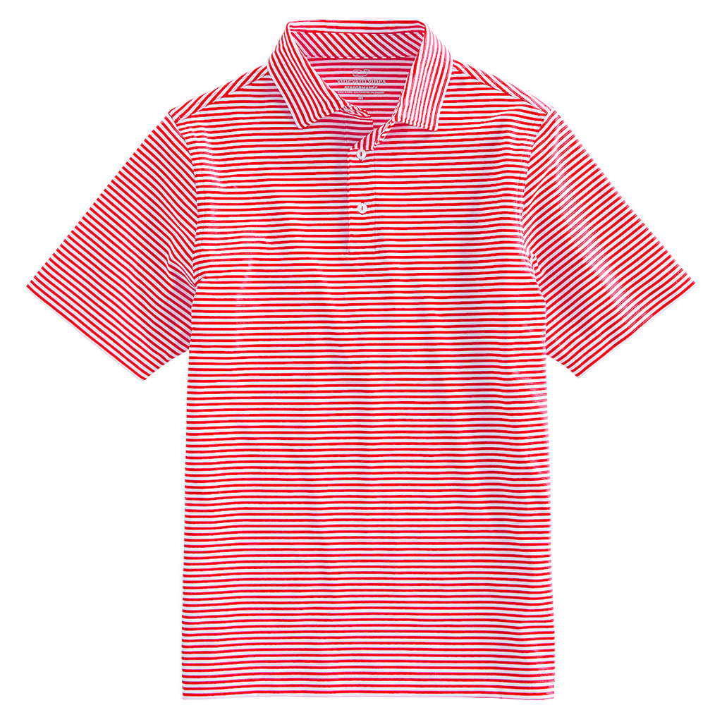 Vineyard Vines Men's Lighthouse Red Winstead Sankaty Stripe Polo