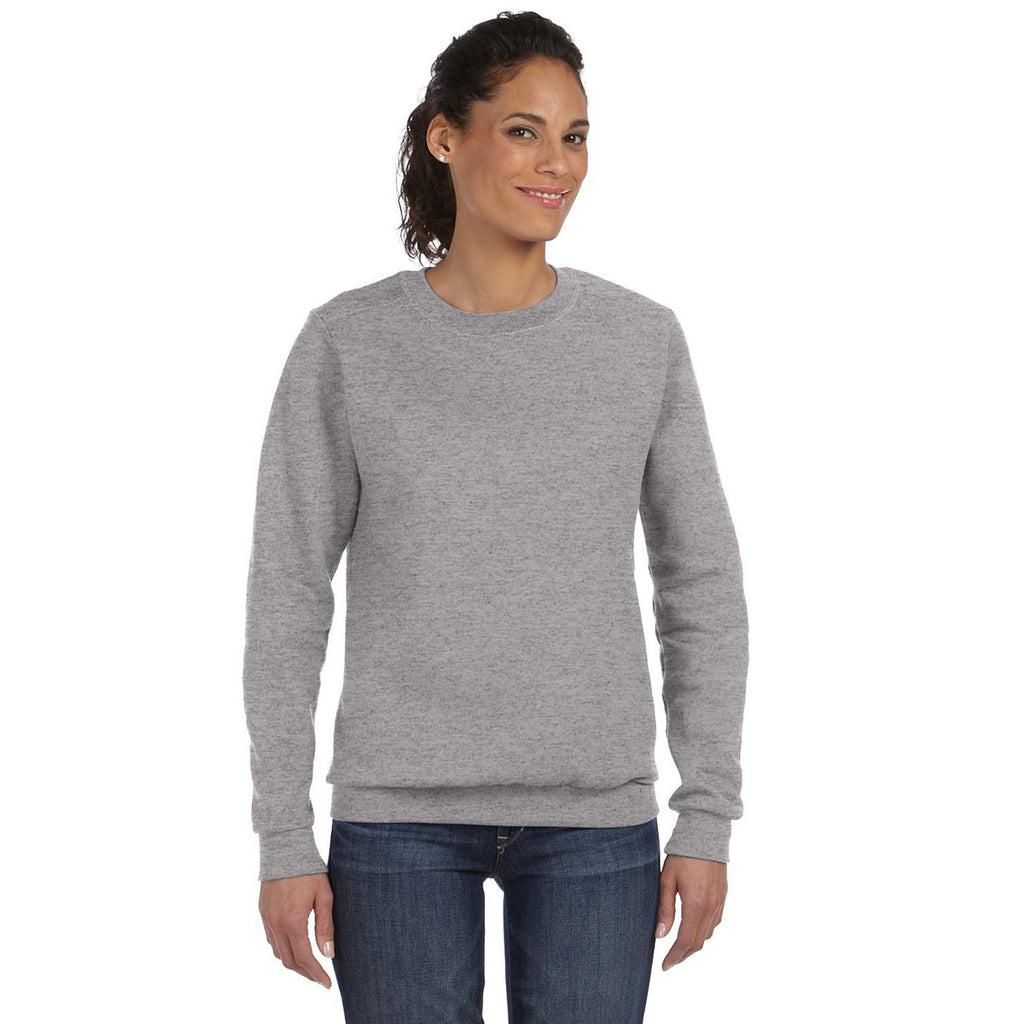 Download Anvil Women's Heather Grey Crewneck Fleece Sweatshirt