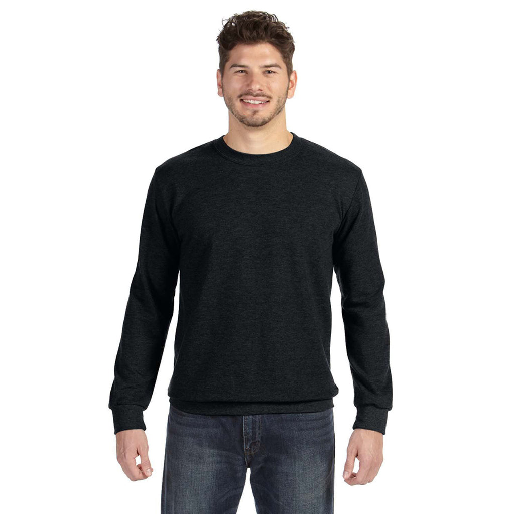 Anvil Men's Black Crewneck French Terry Sweatshirt