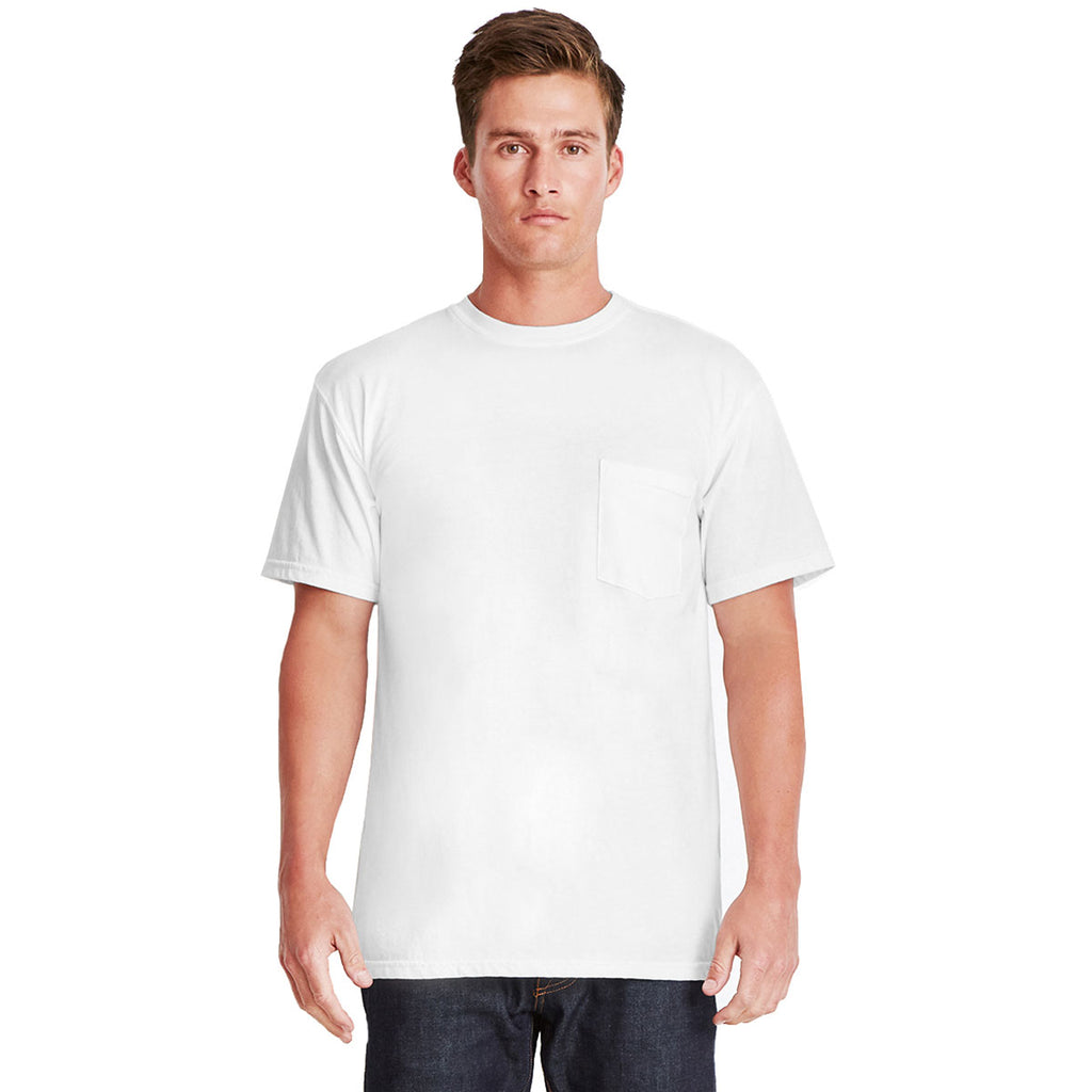 Next Level Men's White Power Pocket T-Shirt