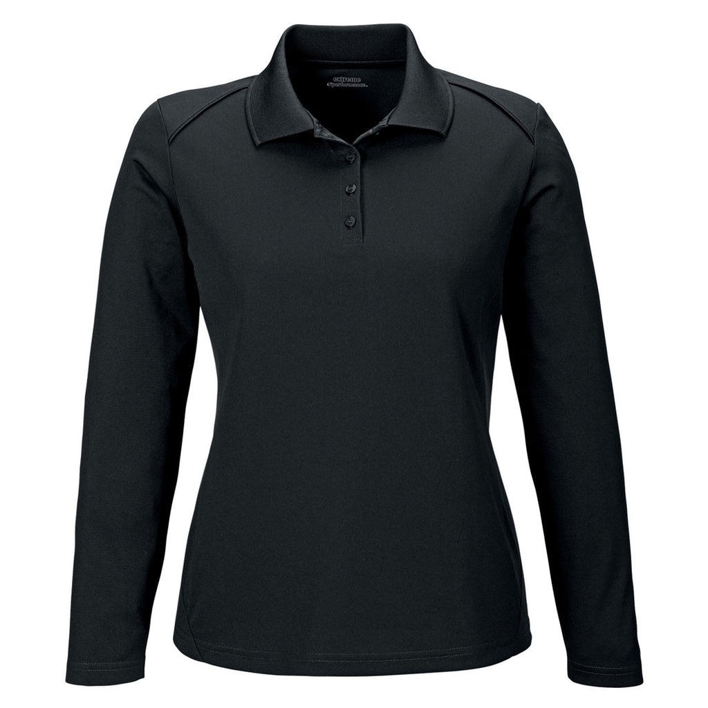 womens black long sleeve polo