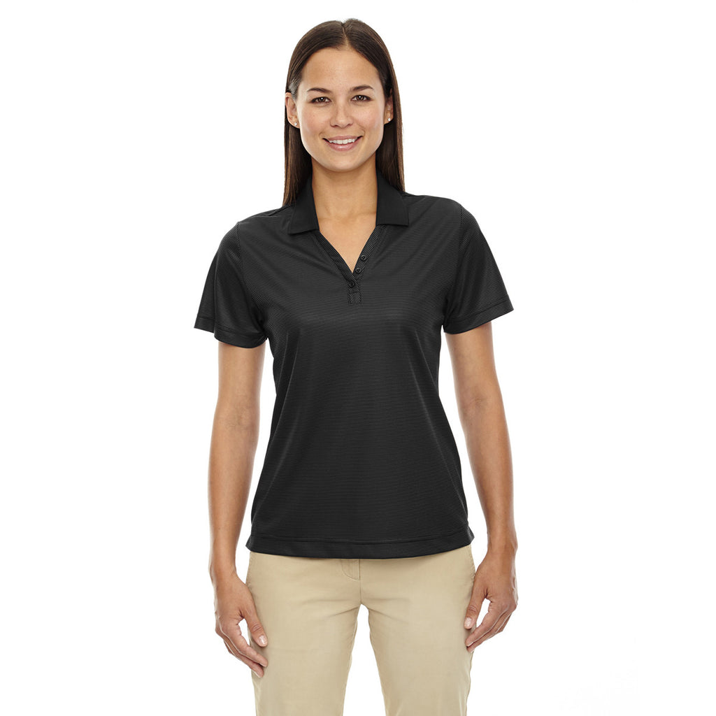 Extreme Women's Black Eperformance Launch Snag Protection Striped Polo