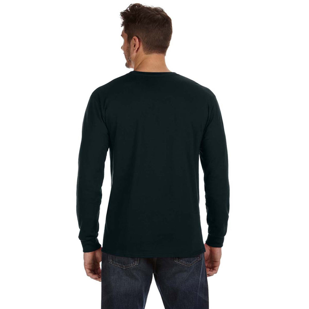 Anvil Men's Black Midweight Long-Sleeve T-Shirt