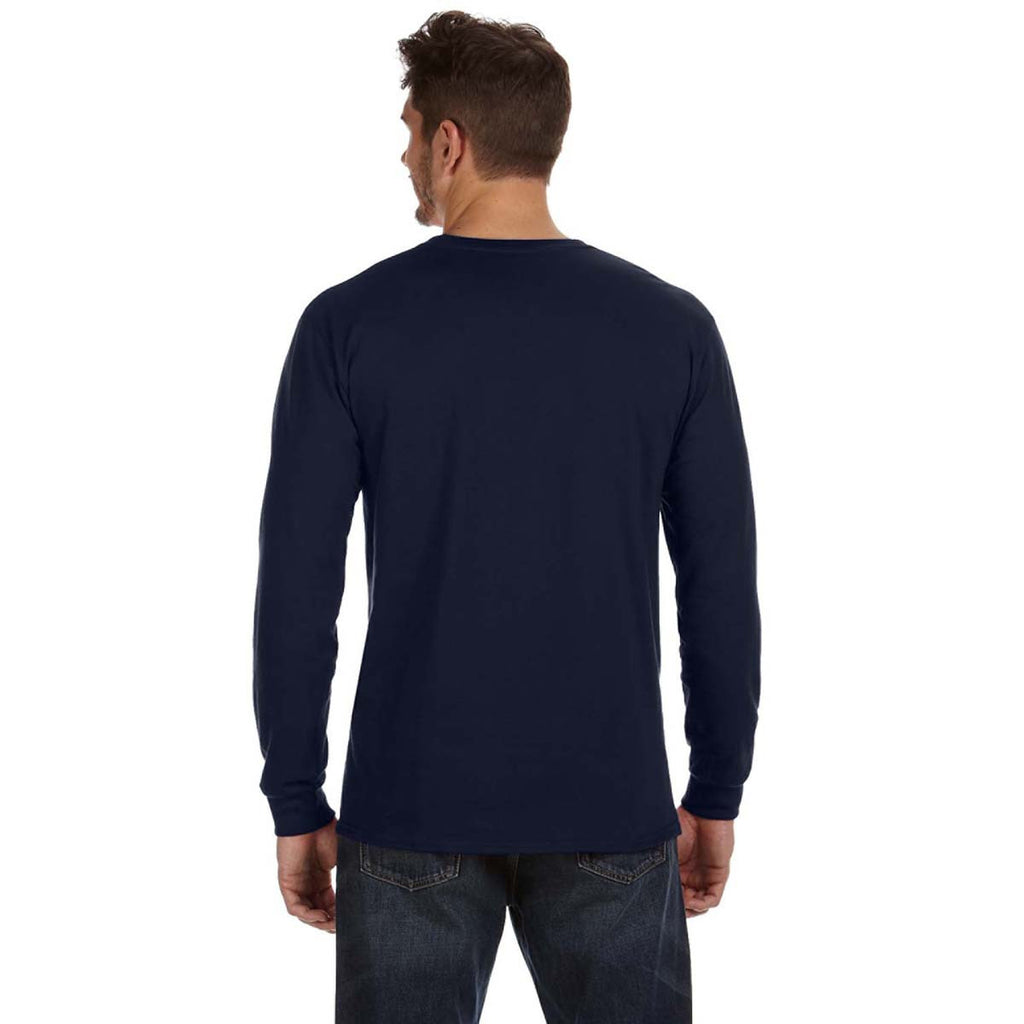 Anvil Men's Navy Midweight Long-Sleeve T-Shirt