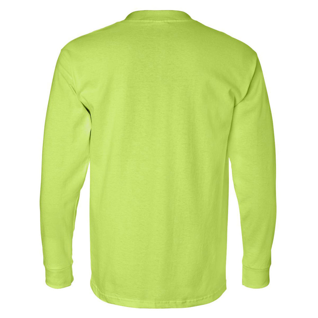 Download Bayside Men S Lime Green Usa Made Long Sleeve T Shirt With Pocket
