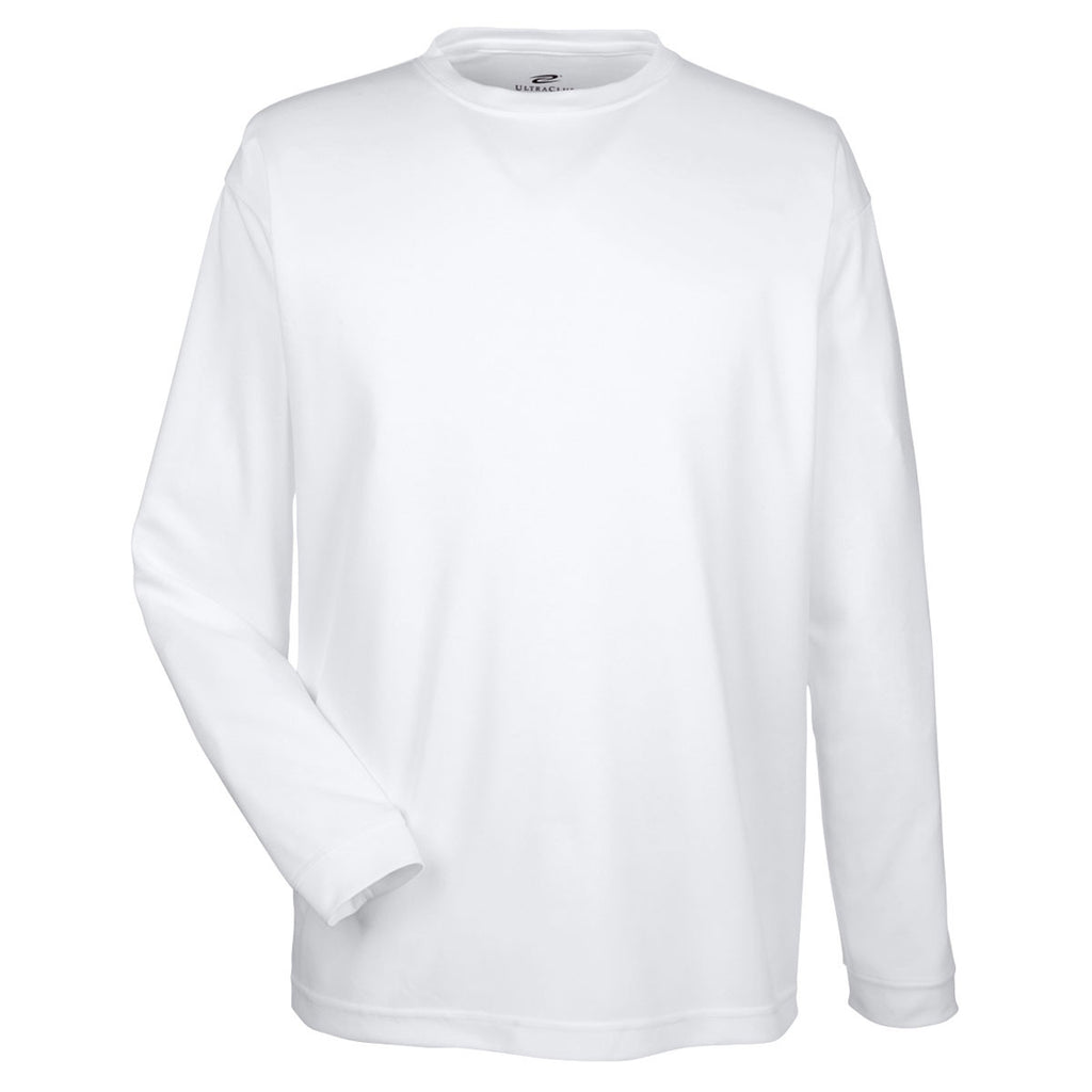 Download UltraClub Men's White Cool & Dry Sport Long-Sleeve T-Shirt