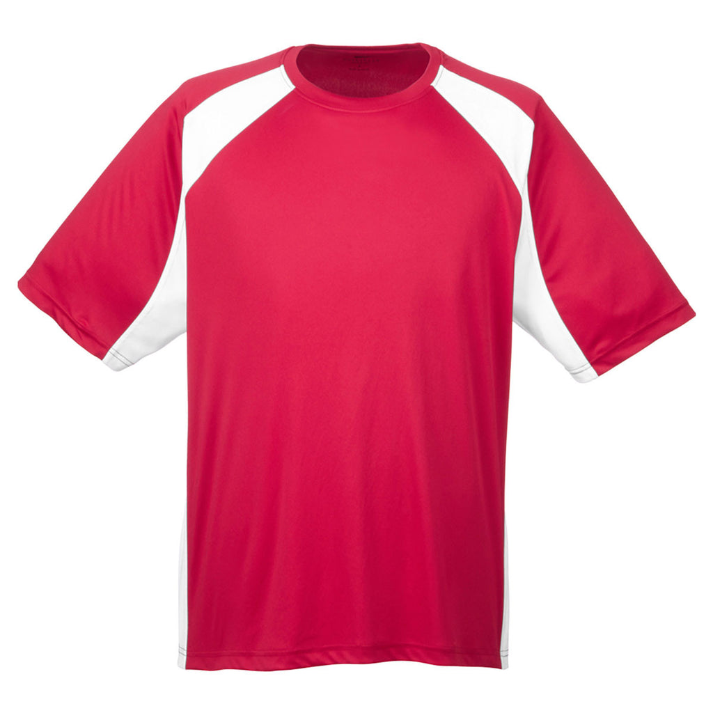 UltraClub Men's Red/White Cool & Dry Sport Two-Tone Performance Interl
