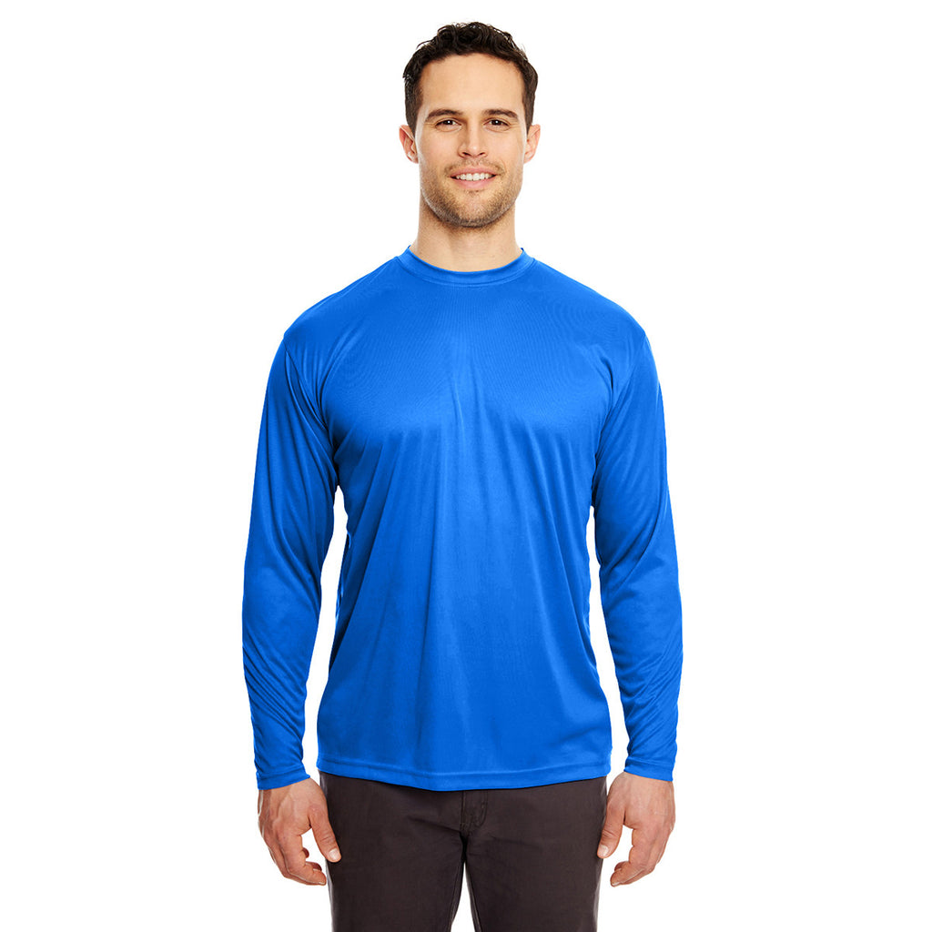 UltraClub Men's Royal Cool & Dry Sport Long-Sleeve Performance Interlo