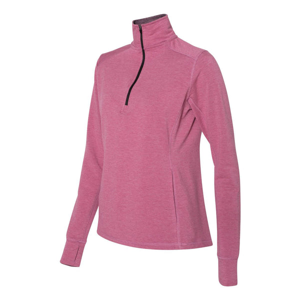 J. America Women's Fuchsia Heather Omega Stretch Terry Quarter-Zip Pul