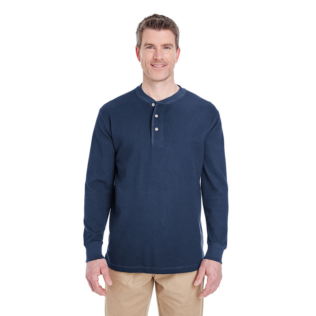 UltraClub Men's Navy Mini Thermal Henley