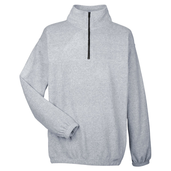 UltraClub Men's Grey Heather Iceberg Fleece Quarter-Zip Pullover