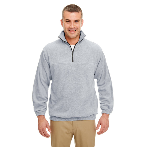 UltraClub Men's Grey Heather Iceberg Fleece Quarter-Zip Pullover