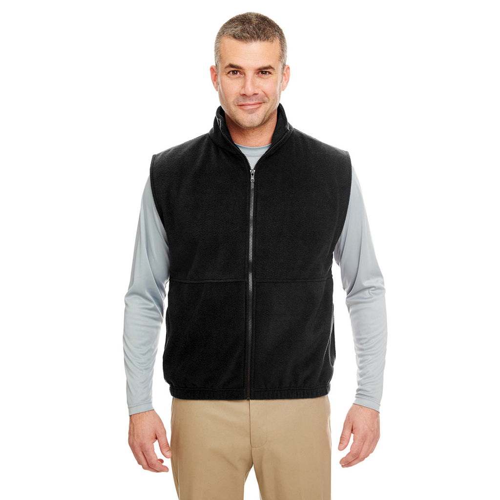 UltraClub Men's Black Iceberg Fleece Full-Zip Vest