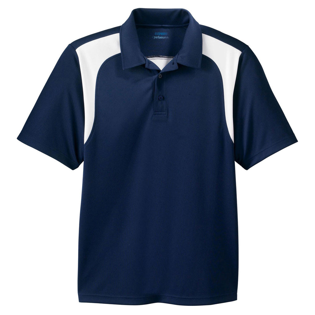 Extreme Men's Classic Navy Eperformance Colorblock Textured Polo