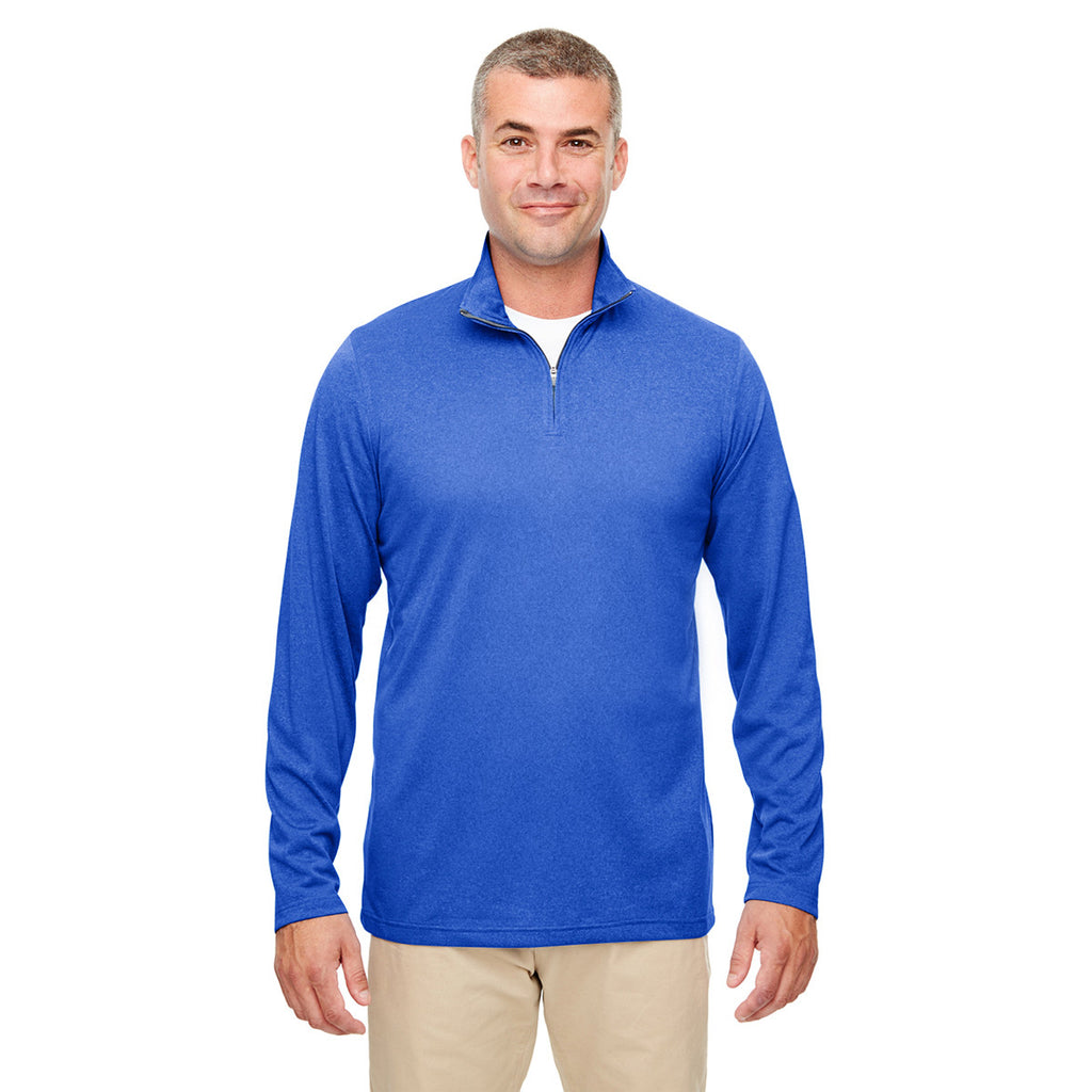 UltraClub Men's Royal Heather Cool & Dry Heathered Performance Quarter