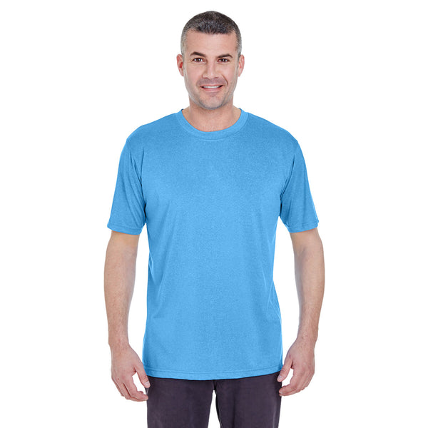 UltraClub Men's Columbia Blue Heather Cool & Dry Heathered Performance