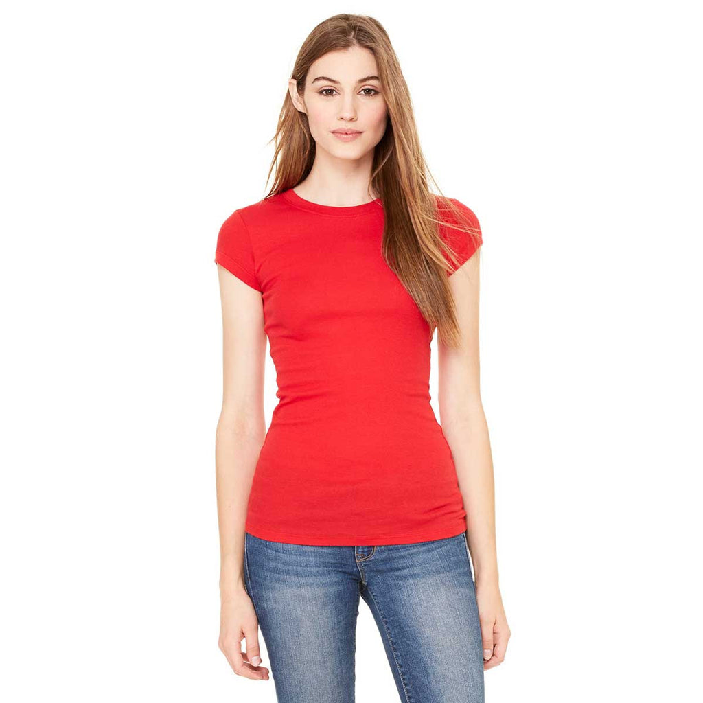 Bella + Canvas Women's Red Sheer Mini Rib Short-Sleeve T-Shirt