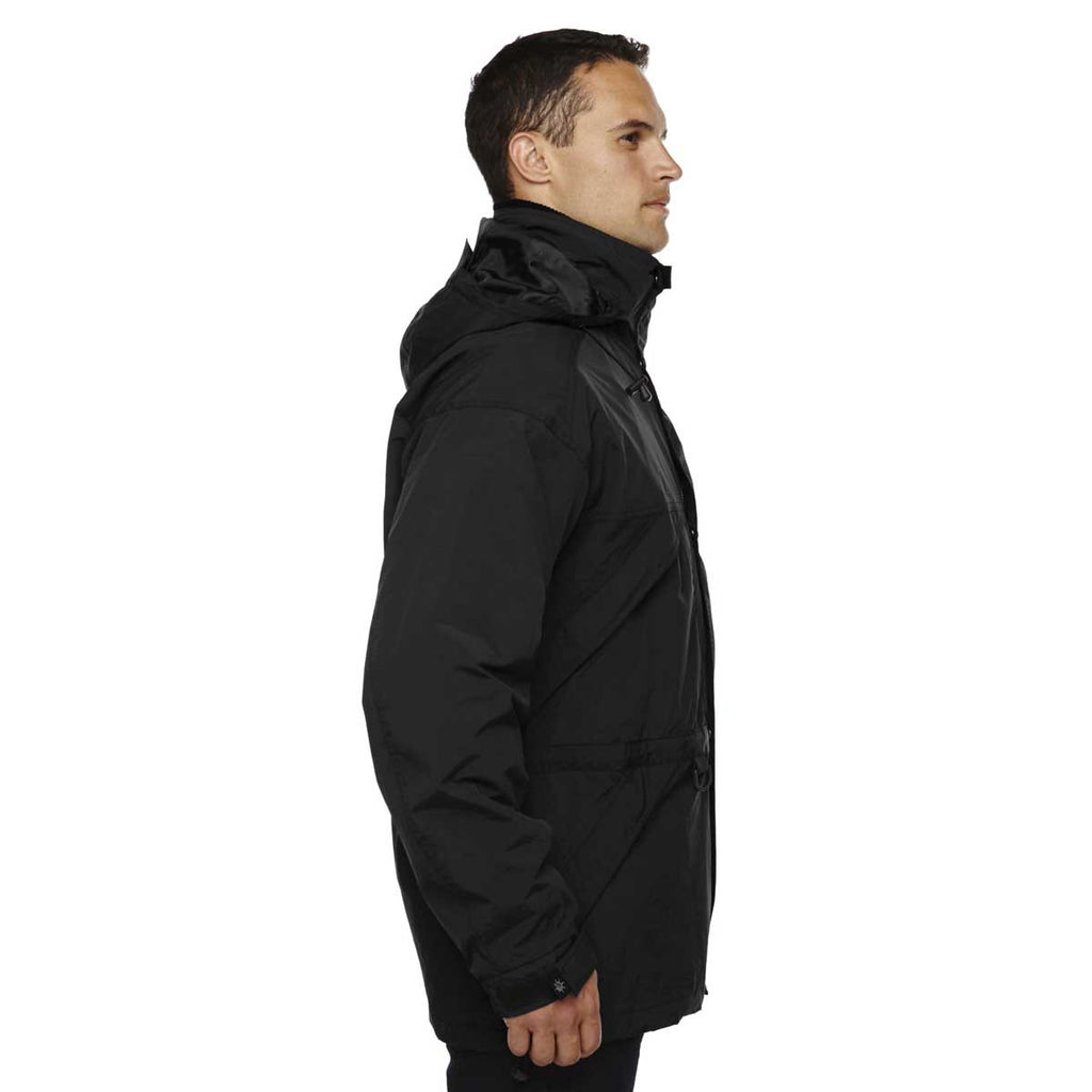 North End Men's Black 3-in-1 Parka with Dobby Trim