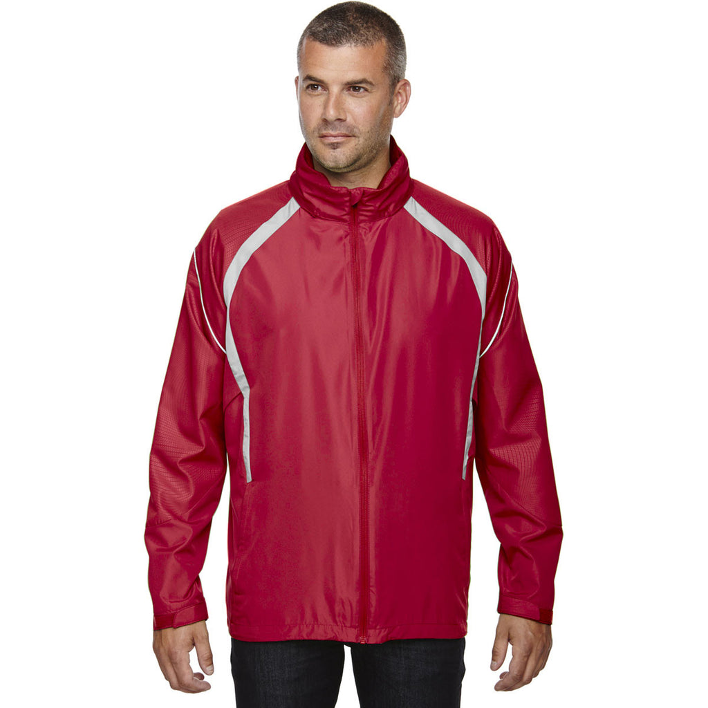 North End Men's Olympic Red Sirius Lightweight Jacket with Embossed Pr