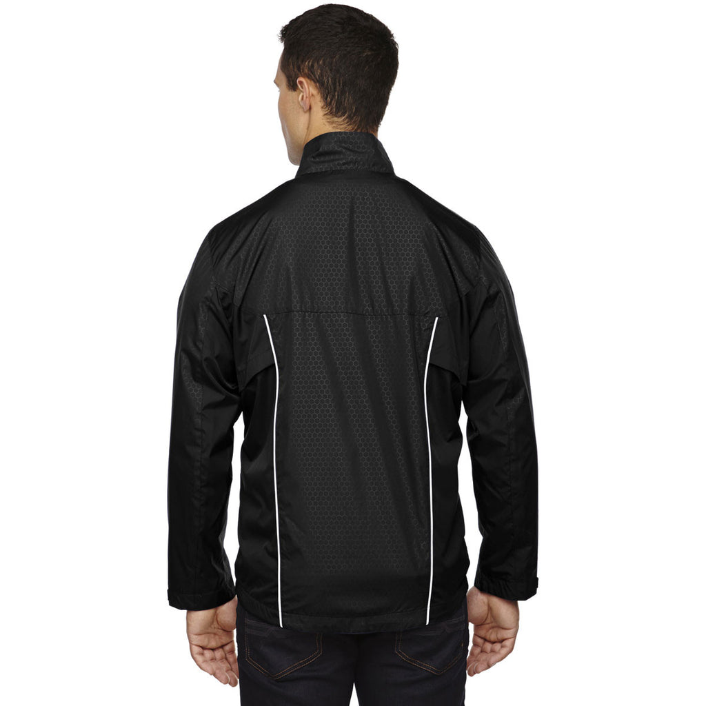 North End Men's Black Tempo Lightweight Jacket with Embossed Print