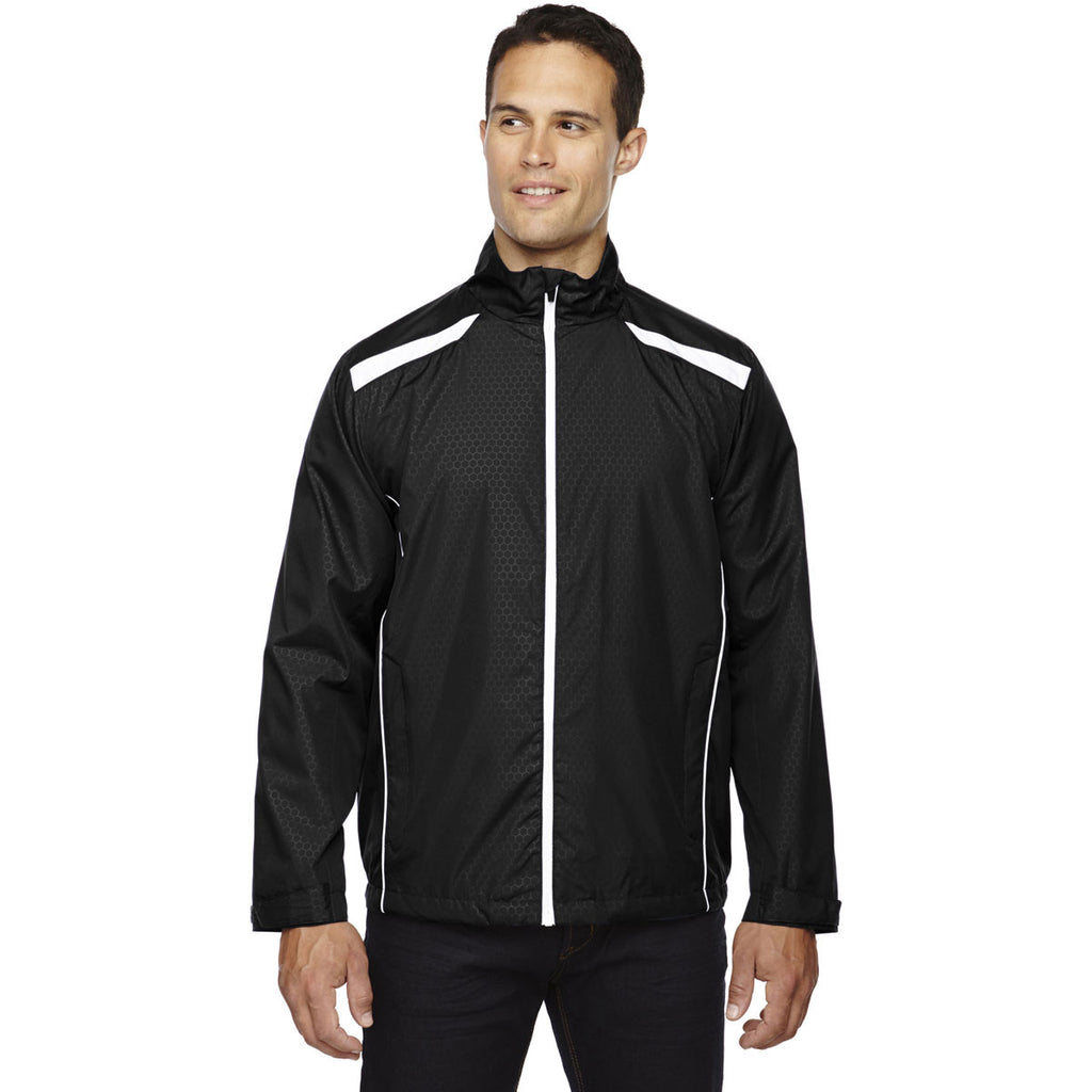 North End Men's Black Tempo Lightweight Jacket with Embossed Print