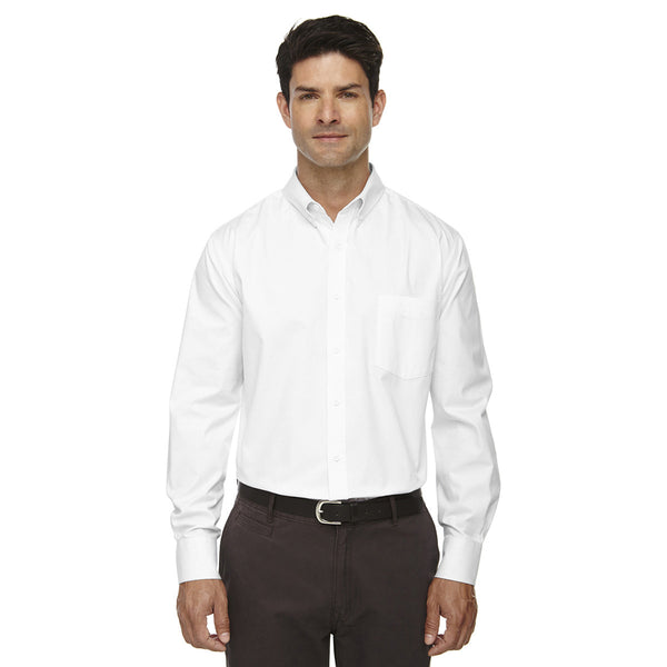 Core 365 Men's White Tall Operate Long-Sleeve Twill Shirt