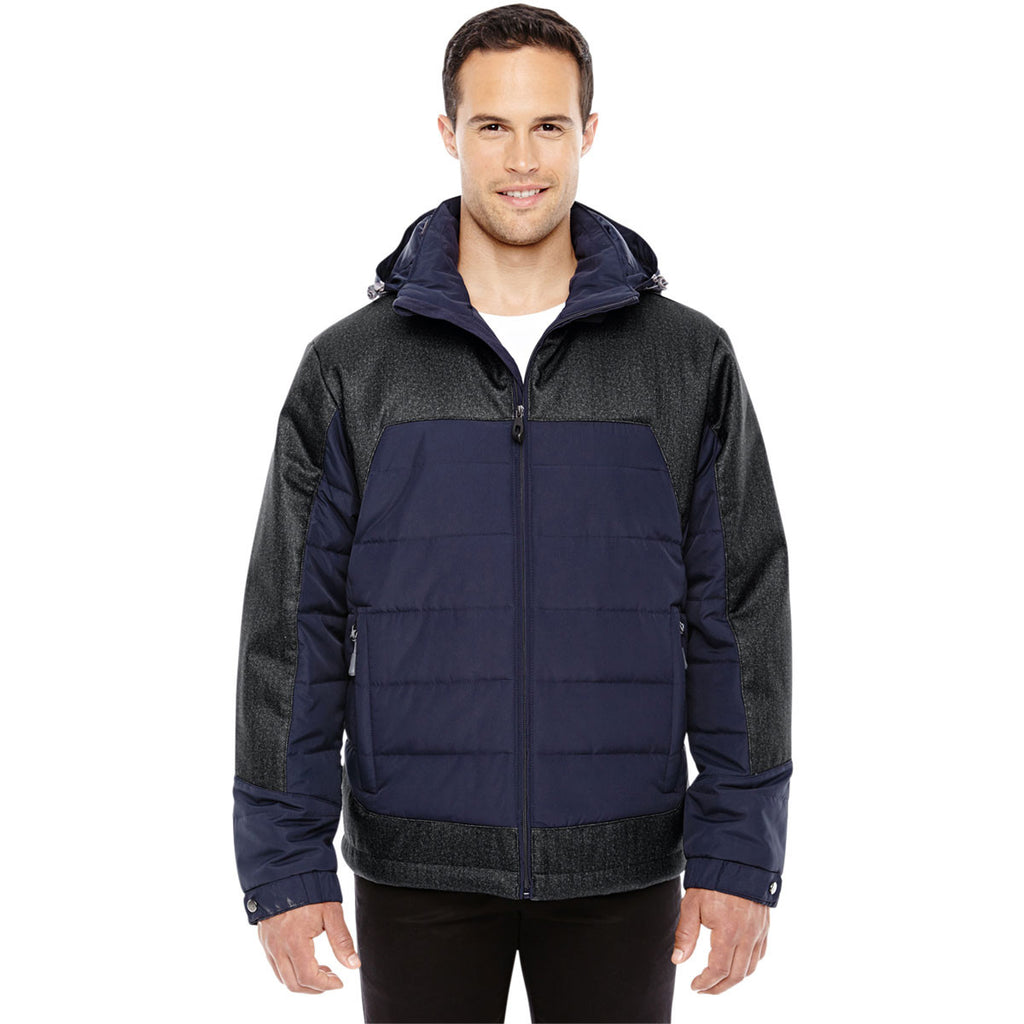 North End Men's Navy/Dark Grey Heather Insulated Jacket with Melange P