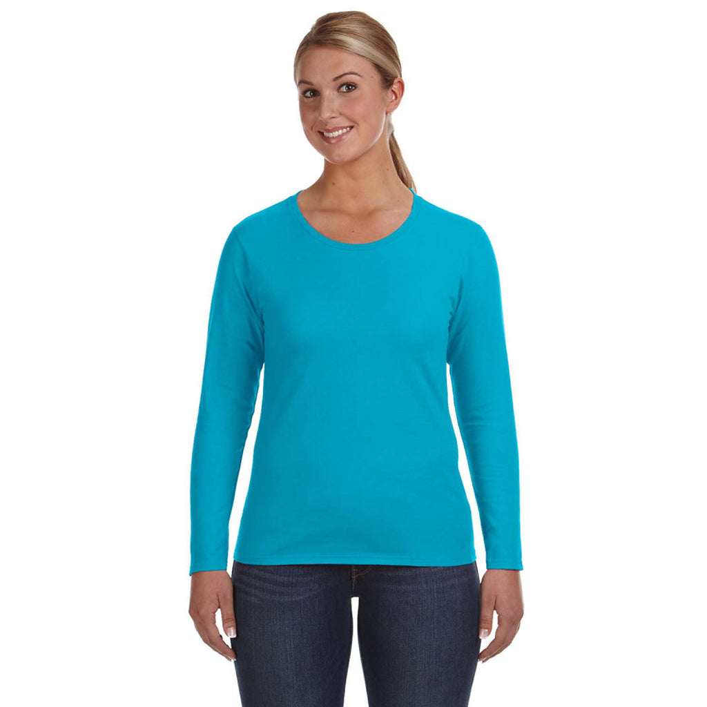 Anvil Women's Caribbean Blue Lightweight Long-Sleeve T-Shirt