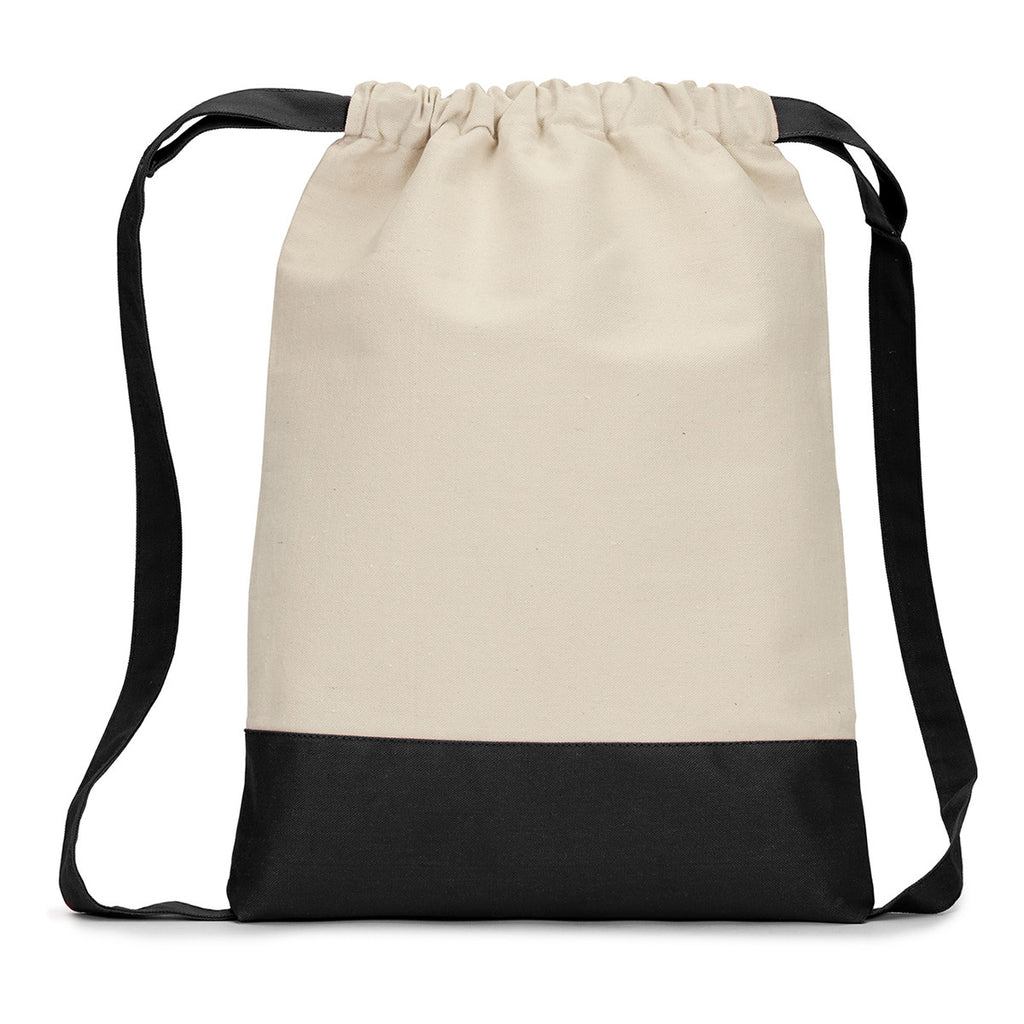 black canvas drawstring backpack