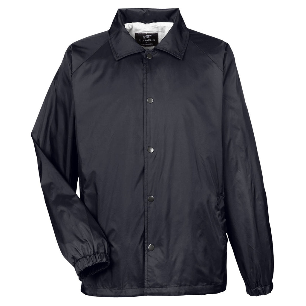 Download UltraClub Men's Black Nylon Coaches' Jacket