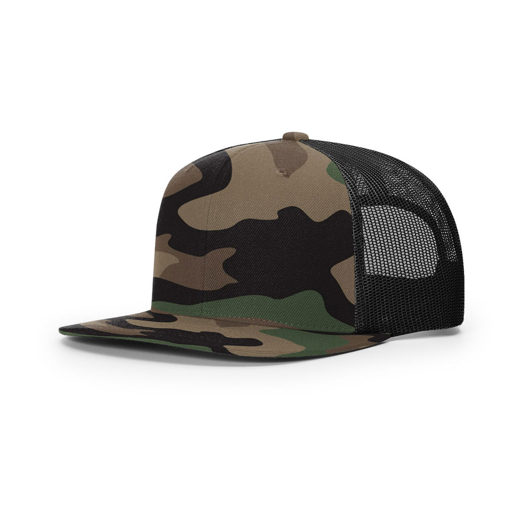 Richardson Green Camo/Black Street Classic Wool Trucker Snapback Cap