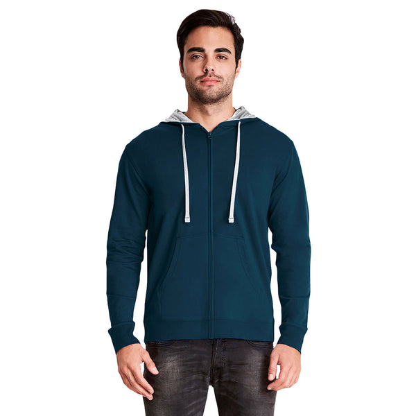 Next Level Midnight Navy/Heather Grey Adult French Terry Zip Hoody