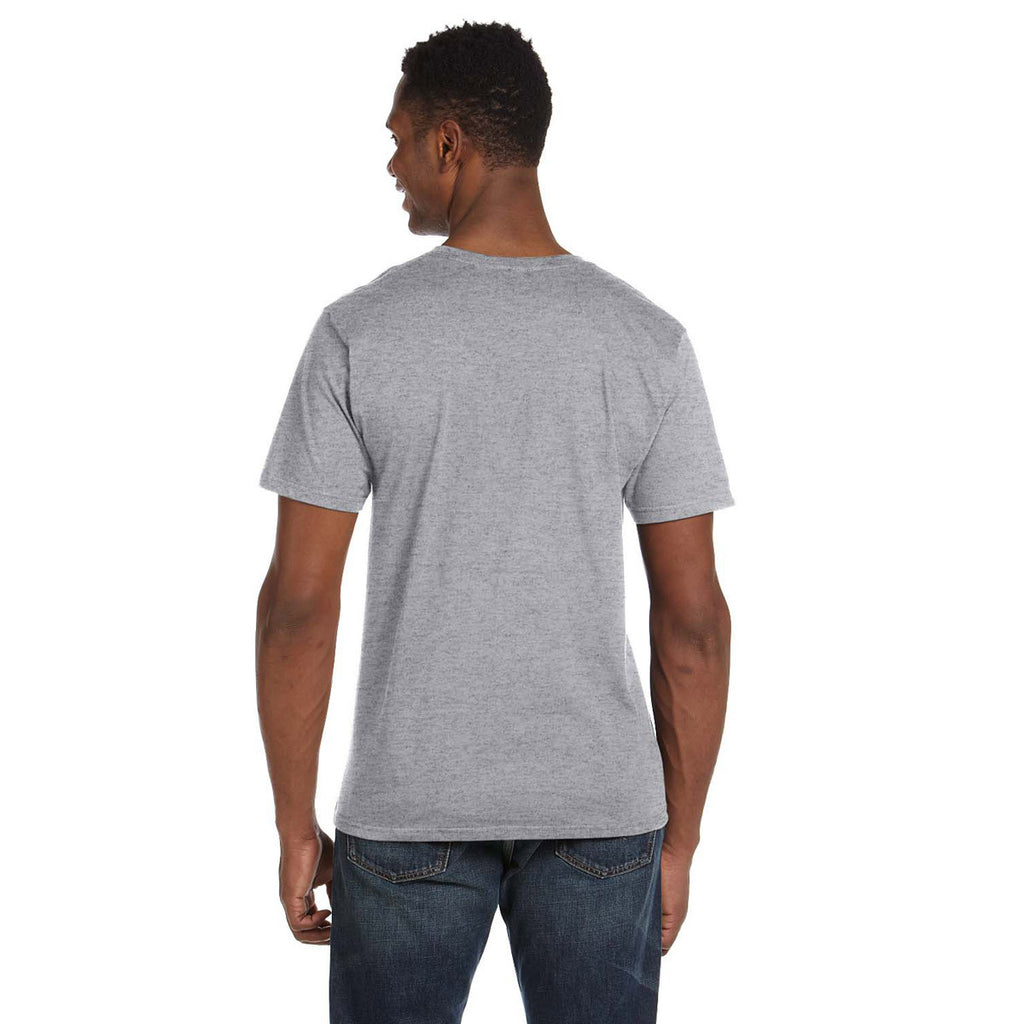 Download Anvil Men's Heather Grey Lightweight V-Neck T-Shirt