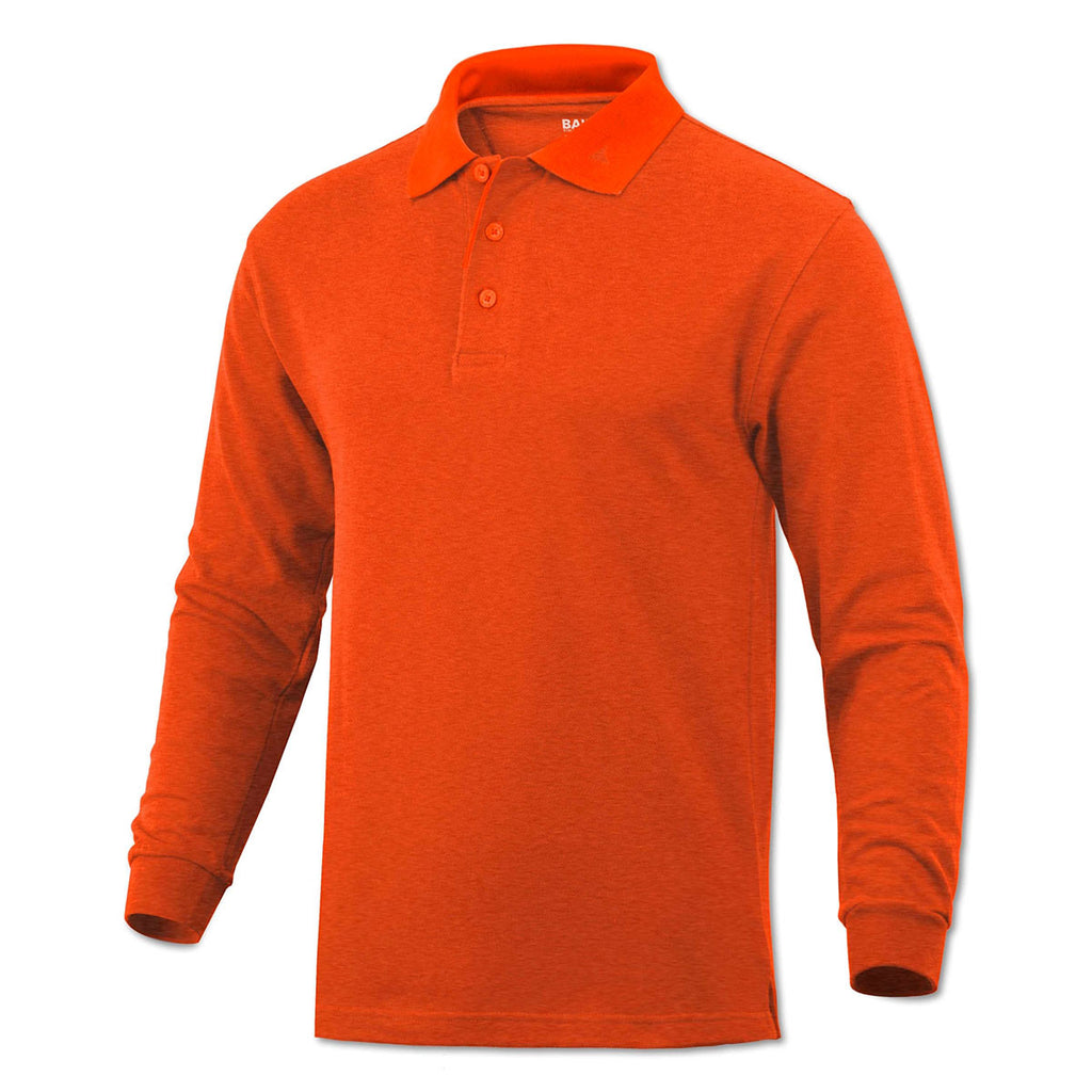 Download BAW Men's Orange Classic Long Sleeve Pique Polo