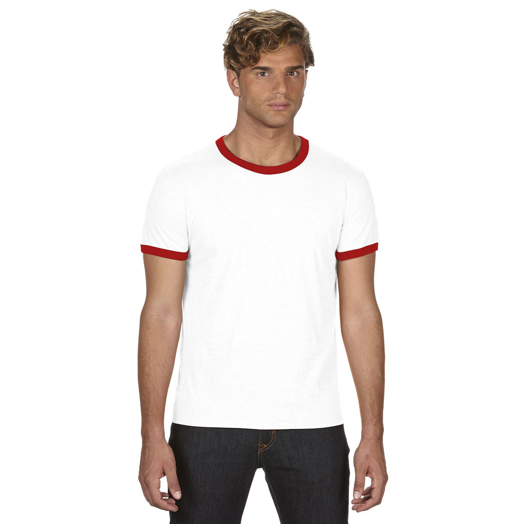 white and red t shirt mens