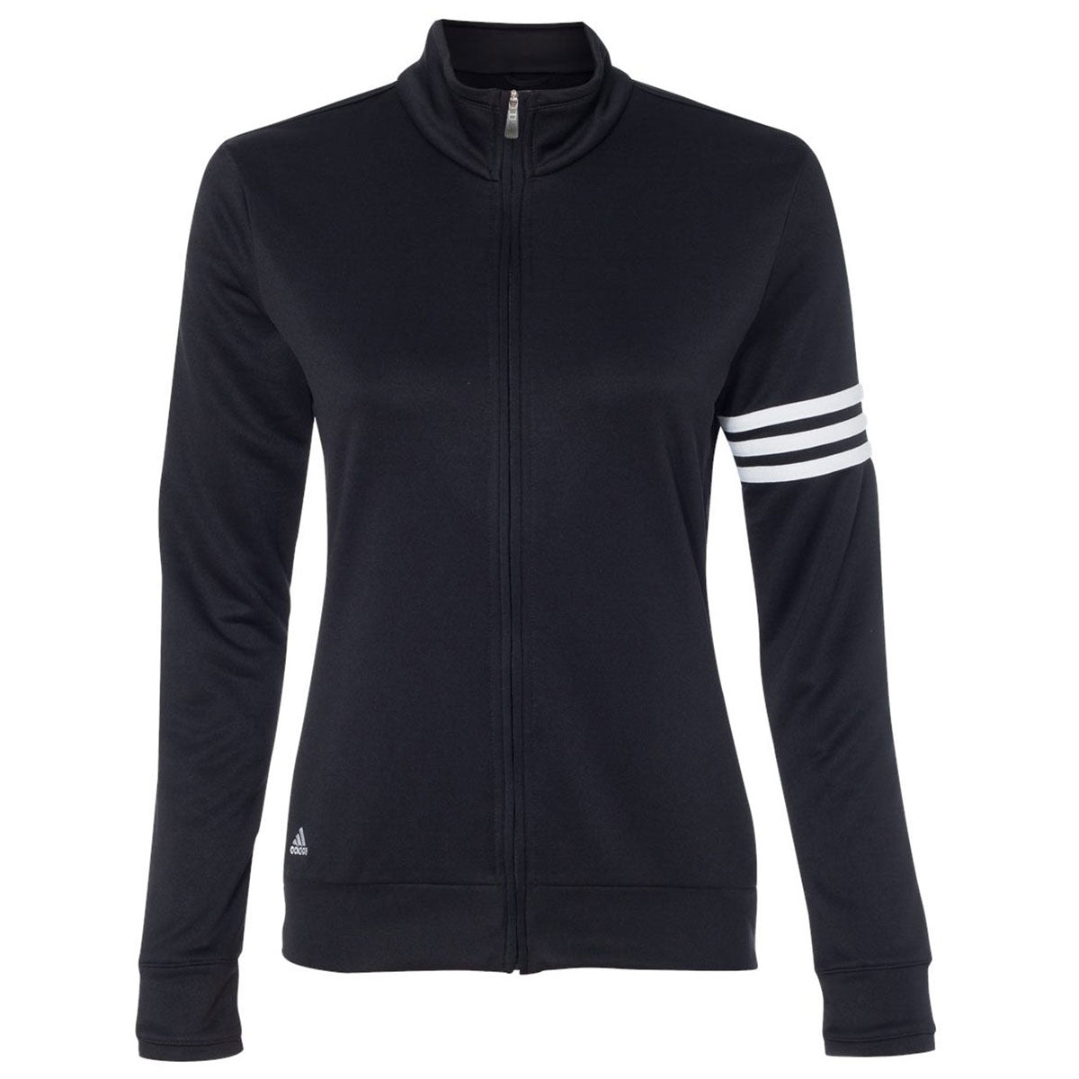 adidas Golf Women's Black/White Climalite 3-Stripes French Terry Full-Zip  Jacket