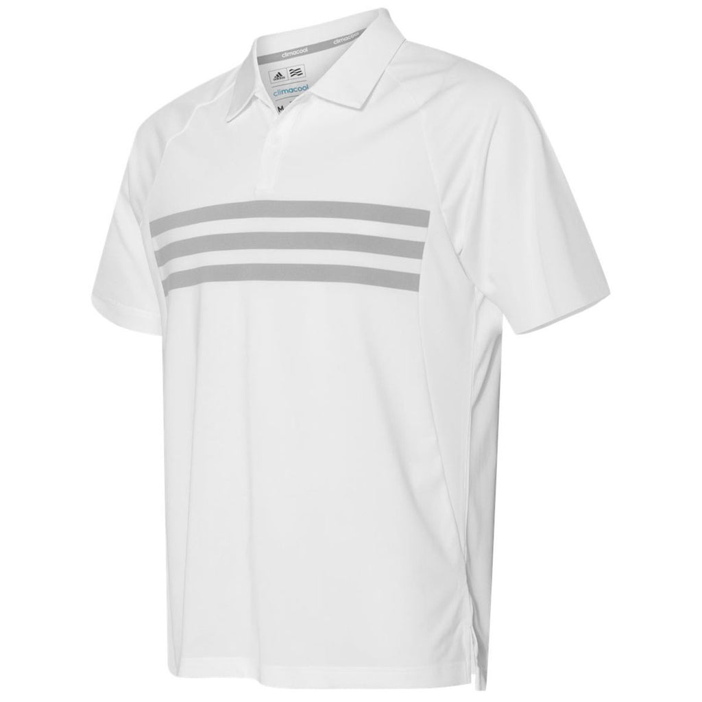 adidas men's climacool 3 stripes chest short sleeve polo