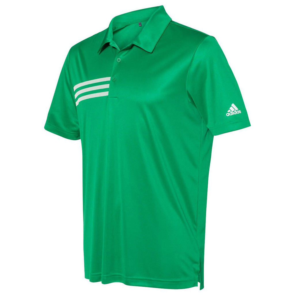 Adidas Men's Team Green/White 3 Stripe Chest Polo