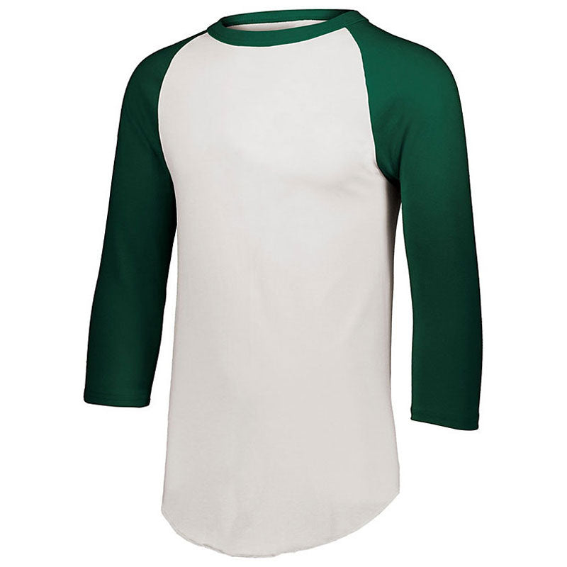 White/Dark Green 3/4-Sleeve Baseball Jersey