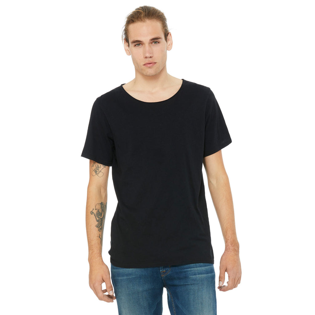 Bella + Canvas Men's Black Jersey Raw Neck T-Shirt