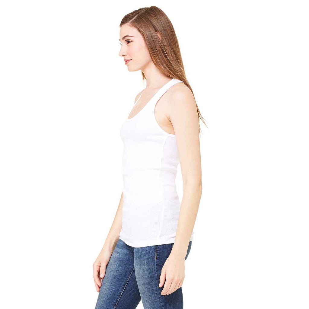 Download Bella + Canvas Women's White 2x1 Rib Racerback Longer ...