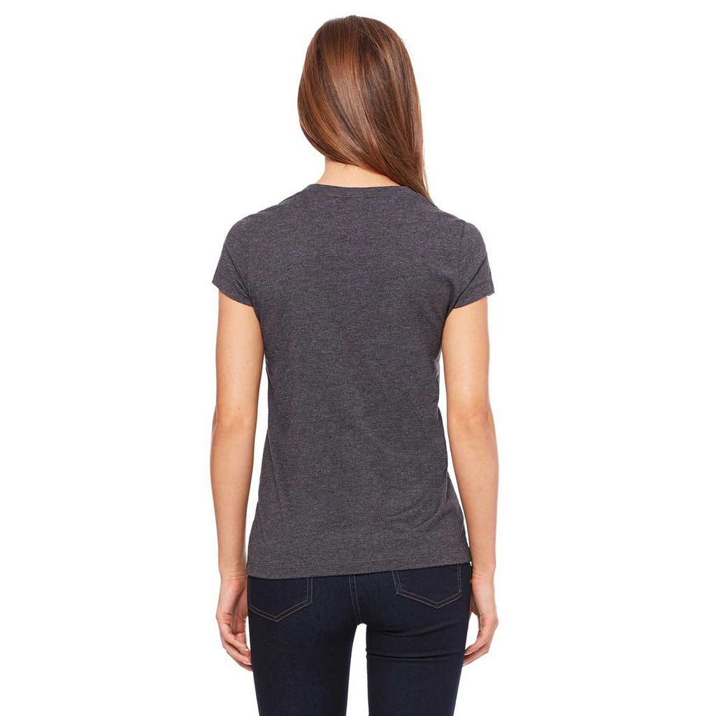 Bella + Canvas Women's Dark Grey Heather Jersey Short-Sleeve V-Neck T-