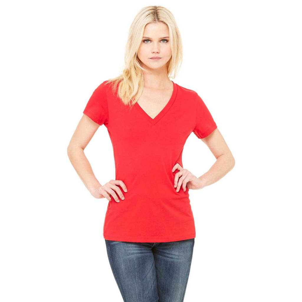 womens red vneck tshirt