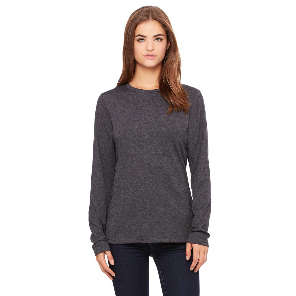 Download Bella + Canvas Women's Dark Grey Heather Jersey Long-Sleeve T-Shirt