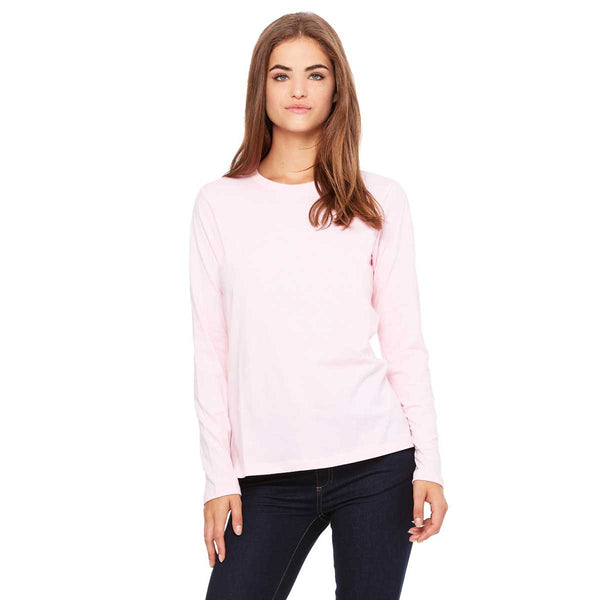 Bella + Canvas Women's Pink Jersey Long-Sleeve T-Shirt