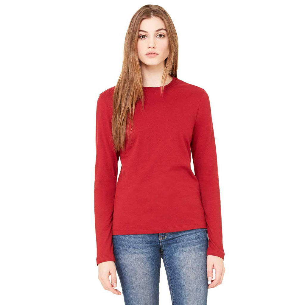 Download Bella + Canvas Women's Cardinal Jersey Long-Sleeve T-Shirt