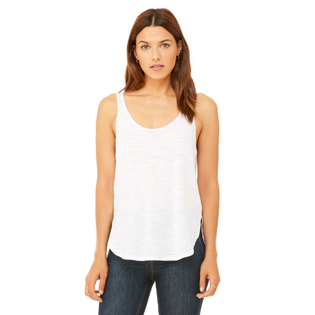 Bella + Canvas Women's White Slub Flowy Side Slit Tank