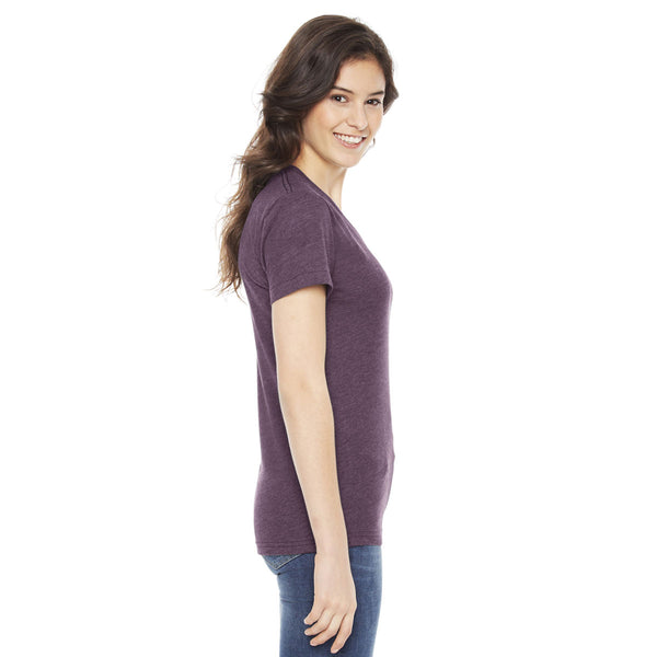 American Apparel Women's Heather Plum Poly-Cotton Short Sleeve Crewnec