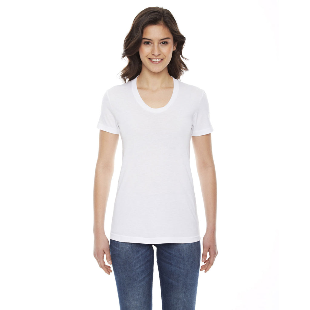 American Apparel Women's White Poly-Cotton Short Sleeve Crewneck T-Shi